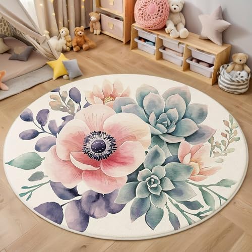 ALTCIRNMD Area Wohnzimmerteppich Schlafzimmerteppich Rosa Grün Anemone Sukkulente Teppich 3D-Gedruckter Soft-Touch,Aquarellpflanzen Für Kinderzimmer Schlafzimmer Dekoration 180Cm ALTCIRNMD Area Wohnzimmerteppich Schlafzimmerteppich Rosa Grün Anemone Sukkulente Teppich 3D-Gedruckter Soft-Touch,Aquarellpflanzen Für Kinderzimmer Schlafzimmer Dekoration 180Cm von ALTCIRNMD