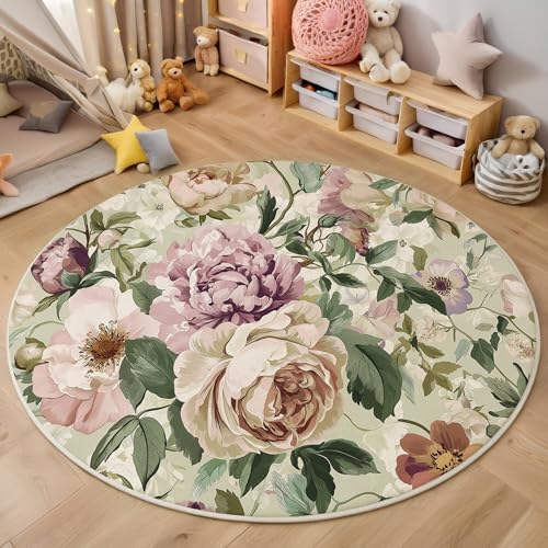 ALTCIRNMD Area Wohnzimmerteppich Schlafzimmerteppich Rosa Pfingstrose Teppich 3D-Gedruckter Soft-Touch,Retro-Pflanzen Für Kinderzimmer Schlafzimmer Dekoration 160Cm ALTCIRNMD Area Wohnzimmerteppich Schlafzimmerteppich Rosa Pfingstrose Teppich 3D-Gedruckter Soft-Touch,Retro-Pflanzen Für Kinderzimmer Schlafzimmer Dekoration 160Cm von ALTCIRNMD