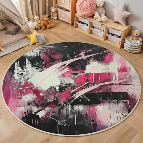 ALTCIRNMD Area Wohnzimmerteppich Schlafzimmerteppich Rosa Schwarz Graffiti-Linien Teppich 3D-Gedruckter Soft-Touch,Abstrakte Kunst Für Kinderzimmer Schlafzimmer Dekoration 100Cm ALTCIRNMD Area Wohnzimmerteppich Schlafzimmerteppich Rosa Schwarz Graffiti-Linien Teppich 3D-Gedruckter Soft-Touch,Abstrakte Kunst Für Kinderzimmer Schlafzimmer Dekoration 100Cm von ALTCIRNMD