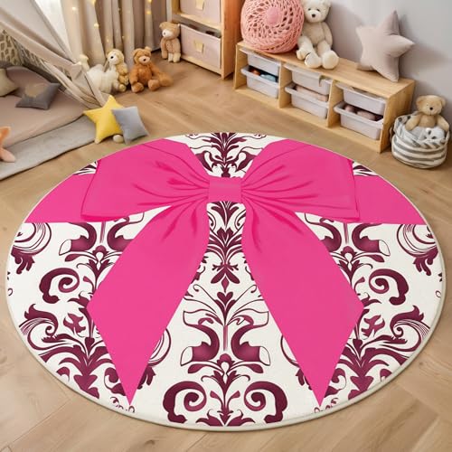 ALTCIRNMD Area Wohnzimmerteppich Schlafzimmerteppich Rosa Zebra-Schleife Teppich 3D-Gedruckter Soft-Touch,Modemuster Für Kinderzimmer Schlafzimmer Dekoration 100Cm von ALTCIRNMD