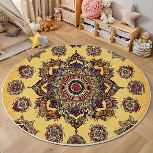 ALTCIRNMD Area Wohnzimmerteppich Schlafzimmerteppich Rot Gelb Symmetrisches Mandala Teppich 3D-Gedruckter Soft-Touch,Geometrische Pflanzen Für Kinderzimmer Schlafzimmer Dekoration 100Cm ALTCIRNMD Area Wohnzimmerteppich Schlafzimmerteppich Rot Gelb Symmetrisches Mandala Teppich 3D-Gedruckter Soft-Touch,Geometrische Pflanzen Für Kinderzimmer Schlafzimmer Dekoration 100Cm von ALTCIRNMD