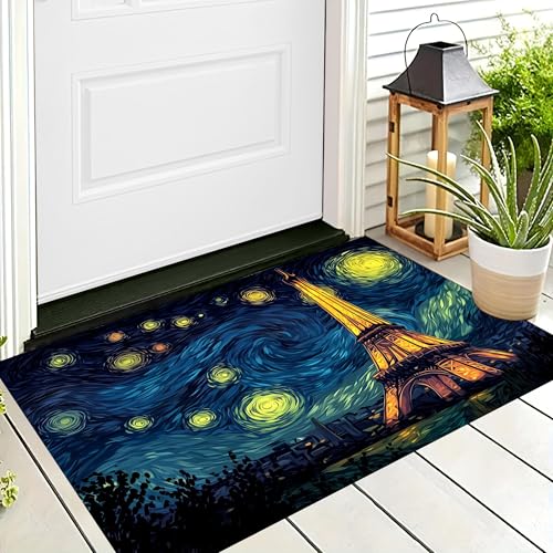 ALTCIRNMD Badteppich rutschfeste,3D-Muster Fußmatte Blau Eiffelturm Sternennacht,Badezimmer Deko,Ölgemälde Landschaft Badematte Rutschfester Badezimmerteppich Absorbierender Dekorative,50X80Cm ALTCIRNMD Badteppich rutschfeste,3D-Muster Fußmatte Blau Eiffelturm Sternennacht,Badezimmer Deko,Ölgemälde Landschaft Badematte Rutschfester Badezimmerteppich Absorbierender Dekorative,50X80Cm von ALTCIRNMD