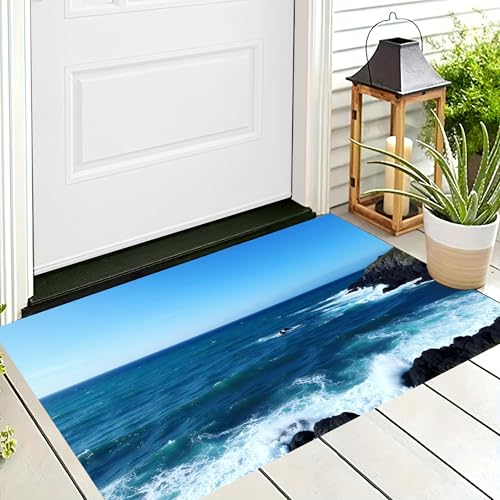 ALTCIRNMD Badteppich rutschfeste,3D-Muster Fußmatte Blau Felsiger Ozean,Badezimmer Deko,Natürliche Landschaft Badematte Rutschfester Badezimmerteppich Absorbierender Dekorative,90X150Cm ALTCIRNMD Badteppich rutschfeste,3D-Muster Fußmatte Blau Felsiger Ozean,Badezimmer Deko,Natürliche Landschaft Badematte Rutschfester Badezimmerteppich Absorbierender Dekorative,90X150Cm von ALTCIRNMD