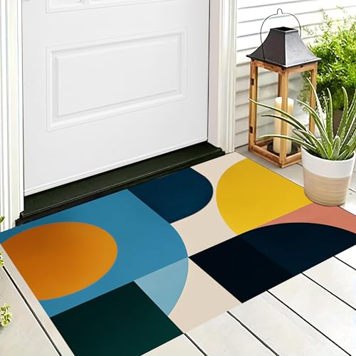 ALTCIRNMD Badteppich rutschfeste,3D-Muster Fußmatte Blau Gelb Kreis Rechteck,Badezimmer Deko,Minimalistische Geometrie Badematte Rutschfester Badezimmerteppich Absorbierender Dekorative,50X80Cm ALTCIRNMD Badteppich rutschfeste,3D-Muster Fußmatte Blau Gelb Kreis Rechteck,Badezimmer Deko,Minimalistische Geometrie Badematte Rutschfester Badezimmerteppich Absorbierender Dekorative,50X80Cm von ALTCIRNMD