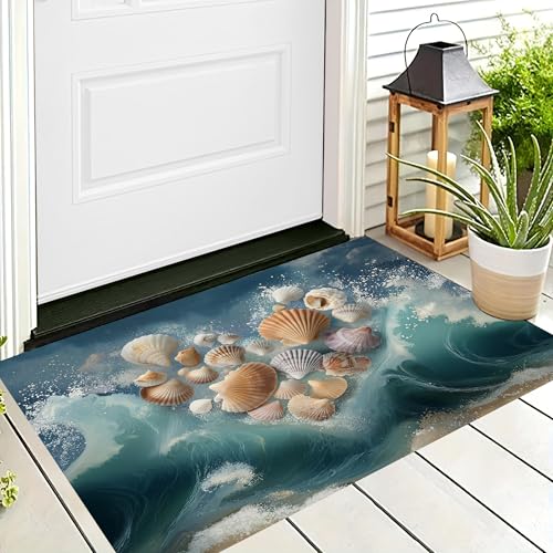 ALTCIRNMD Badteppich rutschfeste,3D-Muster Fußmatte Blau Muschelwellen,Badezimmer Deko,Meereslandschaft Badematte Rutschfester Badezimmerteppich Absorbierender Dekorative,40X60Cm ALTCIRNMD Badteppich rutschfeste,3D-Muster Fußmatte Blau Muschelwellen,Badezimmer Deko,Meereslandschaft Badematte Rutschfester Badezimmerteppich Absorbierender Dekorative,40X60Cm von ALTCIRNMD