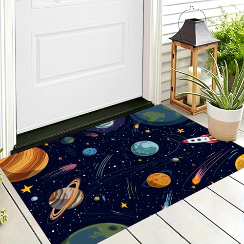 ALTCIRNMD Badteppich rutschfeste,3D-Muster Fußmatte Blau Planetenraketen,Badezimmer Deko,Cartoon-Kunst Badematte Rutschfester Badezimmerteppich Absorbierender Dekorative,40X60Cm ALTCIRNMD Badteppich rutschfeste,3D-Muster Fußmatte Blau Planetenraketen,Badezimmer Deko,Cartoon-Kunst Badematte Rutschfester Badezimmerteppich Absorbierender Dekorative,40X60Cm von ALTCIRNMD