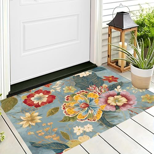 ALTCIRNMD Badteppich rutschfeste,3D-Muster Fußmatte Blau Rosa Blumen Und Grüne Blätter,Badezimmer Deko,Natürliche Pflanzen Badematte Rutschfester Badezimmerteppich Absorbierender Dekorative,60X90Cm ALTCIRNMD Badteppich rutschfeste,3D-Muster Fußmatte Blau Rosa Blumen Und Grüne Blätter,Badezimmer Deko,Natürliche Pflanzen Badematte Rutschfester Badezimmerteppich Absorbierender Dekorative,60X90Cm von ALTCIRNMD
