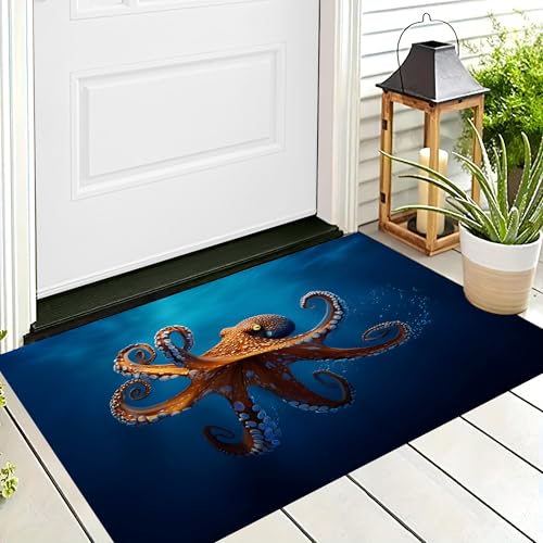 ALTCIRNMD Badteppich rutschfeste,3D-Muster Fußmatte Blau Rot Schwimmender Oktopus,Badezimmer Deko,Meereslandschaft Badematte Rutschfester Badezimmerteppich Absorbierender Dekorative,70X100Cm ALTCIRNMD Badteppich rutschfeste,3D-Muster Fußmatte Blau Rot Schwimmender Oktopus,Badezimmer Deko,Meereslandschaft Badematte Rutschfester Badezimmerteppich Absorbierender Dekorative,70X100Cm von ALTCIRNMD