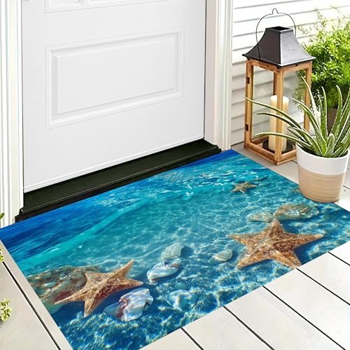 ALTCIRNMD Badteppich rutschfeste,3D-Muster Fußmatte Blau Seesternschalen,Badezimmer Deko,Traumozean Badematte Rutschfester Badezimmerteppich Absorbierender Dekorative,40X60Cm ALTCIRNMD Badteppich rutschfeste,3D-Muster Fußmatte Blau Seesternschalen,Badezimmer Deko,Traumozean Badematte Rutschfester Badezimmerteppich Absorbierender Dekorative,40X60Cm von ALTCIRNMD