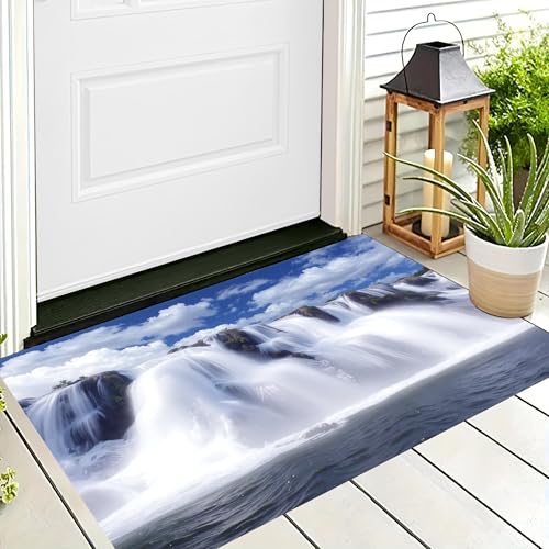 ALTCIRNMD Badteppich rutschfeste,3D-Muster Fußmatte Blau Weiß Felsiger Wasserfall,Badezimmer Deko,Ruhige Landschaft Badematte Rutschfester Badezimmerteppich Absorbierender Dekorative,40X60Cm ALTCIRNMD Badteppich rutschfeste,3D-Muster Fußmatte Blau Weiß Felsiger Wasserfall,Badezimmer Deko,Ruhige Landschaft Badematte Rutschfester Badezimmerteppich Absorbierender Dekorative,40X60Cm von ALTCIRNMD