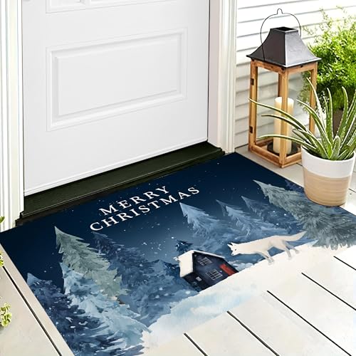 ALTCIRNMD Badteppich rutschfeste,3D-Muster Fußmatte Blau Weiß Haus Weißer Wolf,Badezimmer Deko,Weihnachtslandschaft Badematte Rutschfester Badezimmerteppich Absorbierender Dekorative,70X100Cm ALTCIRNMD Badteppich rutschfeste,3D-Muster Fußmatte Blau Weiß Haus Weißer Wolf,Badezimmer Deko,Weihnachtslandschaft Badematte Rutschfester Badezimmerteppich Absorbierender Dekorative,70X100Cm von ALTCIRNMD