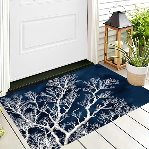 ALTCIRNMD Badteppich rutschfeste,3D-Muster Fußmatte Blau Weiß Korallenzweige Und Blätter,Badezimmer Deko,Meerespflanzen Badematte Rutschfester Badezimmerteppich Absorbierender Dekorative,60X90Cm ALTCIRNMD Badteppich rutschfeste,3D-Muster Fußmatte Blau Weiß Korallenzweige Und Blätter,Badezimmer Deko,Meerespflanzen Badematte Rutschfester Badezimmerteppich Absorbierender Dekorative,60X90Cm von ALTCIRNMD