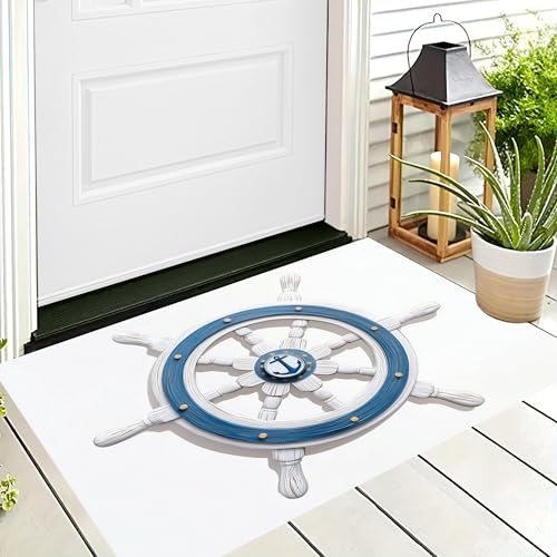 ALTCIRNMD Badteppich rutschfeste,3D-Muster Fußmatte Blau Weiß Symmetrischer Anker,Badezimmer Deko,Nautische Kunst Badematte Rutschfester Badezimmerteppich Absorbierender Dekorative,40X60Cm ALTCIRNMD Badteppich rutschfeste,3D-Muster Fußmatte Blau Weiß Symmetrischer Anker,Badezimmer Deko,Nautische Kunst Badematte Rutschfester Badezimmerteppich Absorbierender Dekorative,40X60Cm von ALTCIRNMD