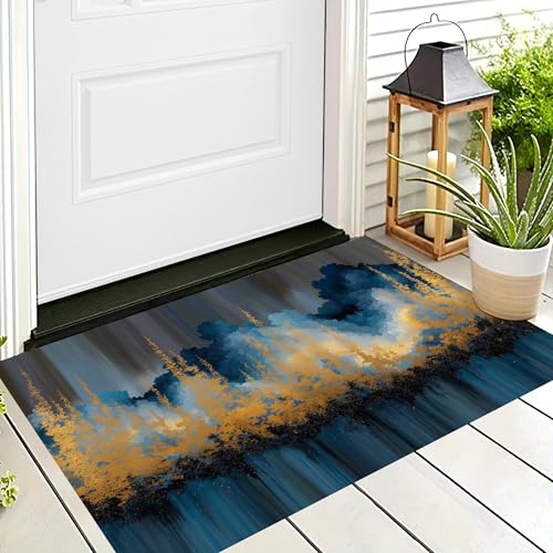 ALTCIRNMD Badteppich rutschfeste,3D-Muster Fußmatte Blaugold Linie Wald,Badezimmer Deko,Abstraktes Ölgemälde Badematte Rutschfester Badezimmerteppich Absorbierender Dekorative,70X100Cm ALTCIRNMD Badteppich rutschfeste,3D-Muster Fußmatte Blaugold Linie Wald,Badezimmer Deko,Abstraktes Ölgemälde Badematte Rutschfester Badezimmerteppich Absorbierender Dekorative,70X100Cm von ALTCIRNMD