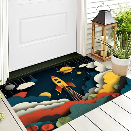 ALTCIRNMD Badteppich rutschfeste,3D-Muster Fußmatte Blaugrün Wolkenrakete,Badezimmer Deko,Cartoon-Kunst Badematte Rutschfester Badezimmerteppich Absorbierender Dekorative,60X90Cm ALTCIRNMD Badteppich rutschfeste,3D-Muster Fußmatte Blaugrün Wolkenrakete,Badezimmer Deko,Cartoon-Kunst Badematte Rutschfester Badezimmerteppich Absorbierender Dekorative,60X90Cm von ALTCIRNMD