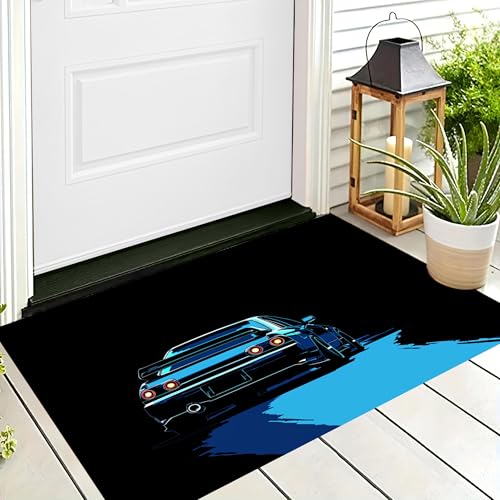 ALTCIRNMD Badteppich rutschfeste,3D-Muster Fußmatte Blauschwarz Pixelauto,Badezimmer Deko,Abstrakte Linien Badematte Rutschfester Badezimmerteppich Absorbierender Dekorative,40X60Cm von ALTCIRNMD