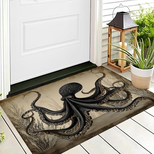 ALTCIRNMD Badteppich rutschfeste,3D-Muster Fußmatte Bräunen Oktopus-Illustration,Badezimmer Deko,Retro-Tuschemalerei Badematte Rutschfester Badezimmerteppich Absorbierender Dekorative,40X60Cm ALTCIRNMD Badteppich rutschfeste,3D-Muster Fußmatte Bräunen Oktopus-Illustration,Badezimmer Deko,Retro-Tuschemalerei Badematte Rutschfester Badezimmerteppich Absorbierender Dekorative,40X60Cm von ALTCIRNMD