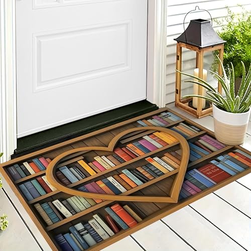 ALTCIRNMD Badteppich rutschfeste,3D-Muster Fußmatte Braun Liebes-Bücherregal,Badezimmer Deko,Wissenskunst Badematte Rutschfester Badezimmerteppich Absorbierender Dekorative,60X90Cm von ALTCIRNMD