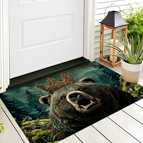 ALTCIRNMD Badteppich rutschfeste,3D-Muster Fußmatte Braungrün Gekrönte Grizzlys,Badezimmer Deko,Fantasietiere Badematte Rutschfester Badezimmerteppich Absorbierender Dekorative,60X90Cm ALTCIRNMD Badteppich rutschfeste,3D-Muster Fußmatte Braungrün Gekrönte Grizzlys,Badezimmer Deko,Fantasietiere Badematte Rutschfester Badezimmerteppich Absorbierender Dekorative,60X90Cm von ALTCIRNMD