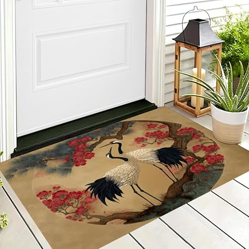 ALTCIRNMD Badteppich rutschfeste,3D-Muster Fußmatte Braunrot Kiefernzweigkranich,Badezimmer Deko,Traditionelle Malerei Badematte Rutschfester Badezimmerteppich Absorbierender Dekorative,50X80Cm ALTCIRNMD Badteppich rutschfeste,3D-Muster Fußmatte Braunrot Kiefernzweigkranich,Badezimmer Deko,Traditionelle Malerei Badematte Rutschfester Badezimmerteppich Absorbierender Dekorative,50X80Cm von ALTCIRNMD