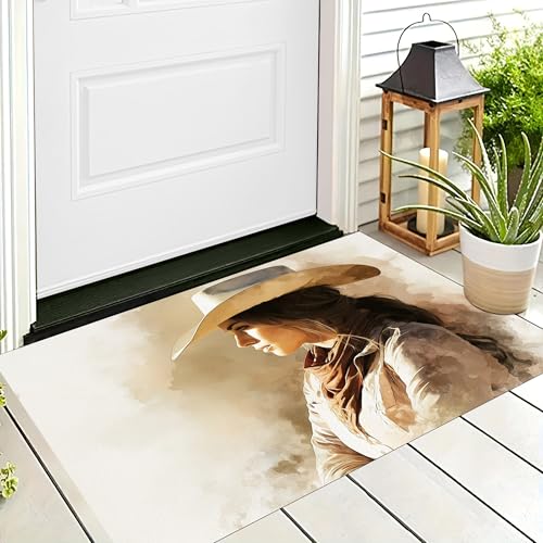ALTCIRNMD Badteppich rutschfeste,3D-Muster Fußmatte Cremefarben Cowgirl,Badezimmer Deko,Schöne Menschen Badematte Rutschfester Badezimmerteppich Absorbierender Dekorative,70X100Cm ALTCIRNMD Badteppich rutschfeste,3D-Muster Fußmatte Cremefarben Cowgirl,Badezimmer Deko,Schöne Menschen Badematte Rutschfester Badezimmerteppich Absorbierender Dekorative,70X100Cm von ALTCIRNMD