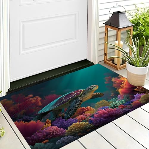 ALTCIRNMD Badteppich rutschfeste,3D-Muster Fußmatte Farbe Korallenriffschildkröten,Badezimmer Deko,Meereslebewesen Badematte Rutschfester Badezimmerteppich Absorbierender Dekorative,90X150Cm ALTCIRNMD Badteppich rutschfeste,3D-Muster Fußmatte Farbe Korallenriffschildkröten,Badezimmer Deko,Meereslebewesen Badematte Rutschfester Badezimmerteppich Absorbierender Dekorative,90X150Cm von ALTCIRNMD