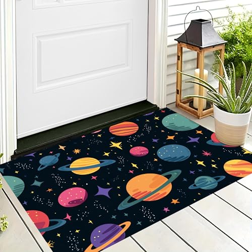 ALTCIRNMD Badteppich rutschfeste,3D-Muster Fußmatte Farbe Weltraumplaneten,Badezimmer Deko,Symbol-Cartoon Badematte Rutschfester Badezimmerteppich Absorbierender Dekorative,70X100Cm von ALTCIRNMD