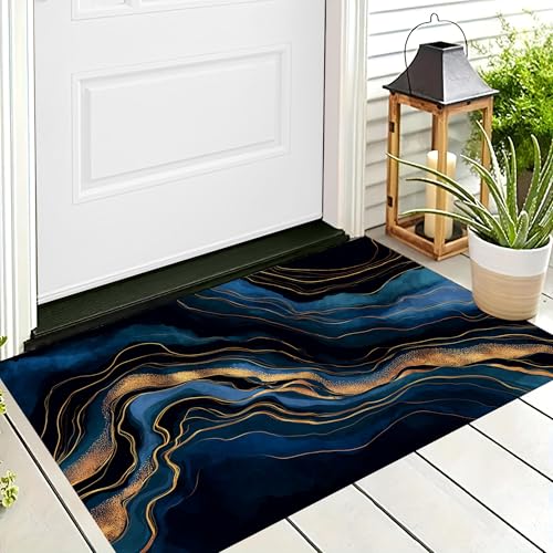 ALTCIRNMD Badteppich rutschfeste,3D-Muster Fußmatte Goldblau Linearer Marmor,Badezimmer Deko,Illustrationskunst Badematte Rutschfester Badezimmerteppich Absorbierender Dekorative,90X150Cm ALTCIRNMD Badteppich rutschfeste,3D-Muster Fußmatte Goldblau Linearer Marmor,Badezimmer Deko,Illustrationskunst Badematte Rutschfester Badezimmerteppich Absorbierender Dekorative,90X150Cm von ALTCIRNMD