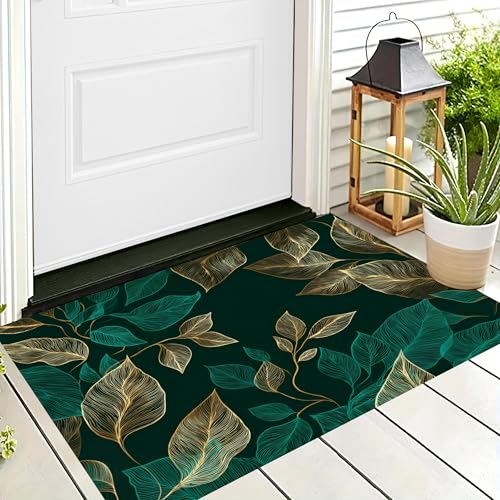 ALTCIRNMD Badteppich rutschfeste,3D-Muster Fußmatte Goldenes Grün Luxusblätter,Badezimmer Deko,Illustration Pflanzen Badematte Rutschfester Badezimmerteppich Absorbierender Dekorative,90X150Cm ALTCIRNMD Badteppich rutschfeste,3D-Muster Fußmatte Goldenes Grün Luxusblätter,Badezimmer Deko,Illustration Pflanzen Badematte Rutschfester Badezimmerteppich Absorbierender Dekorative,90X150Cm von ALTCIRNMD