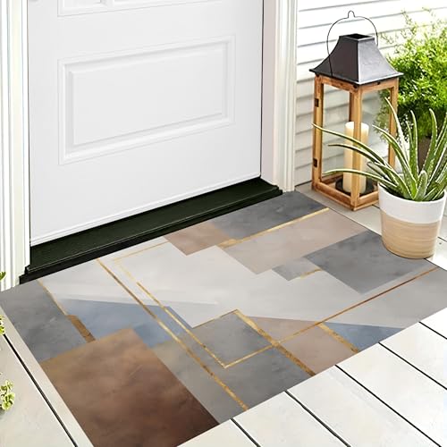 ALTCIRNMD Badteppich rutschfeste,3D-Muster Fußmatte Graubeige Linienstruktur,Badezimmer Deko,Abstrakte Geometrie Badematte Rutschfester Badezimmerteppich Absorbierender Dekorative,50X80Cm von ALTCIRNMD