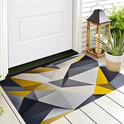 ALTCIRNMD Badteppich rutschfeste,3D-Muster Fußmatte Graugelb Einfaches Dreieck,Badezimmer Deko,Moderne Geometrie Badematte Rutschfester Badezimmerteppich Absorbierender Dekorative,80X120Cm ALTCIRNMD Badteppich rutschfeste,3D-Muster Fußmatte Graugelb Einfaches Dreieck,Badezimmer Deko,Moderne Geometrie Badematte Rutschfester Badezimmerteppich Absorbierender Dekorative,80X120Cm von ALTCIRNMD
