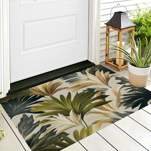 ALTCIRNMD Badteppich rutschfeste,3D-Muster Fußmatte Graugrün Palmblattpflanzen,Badezimmer Deko,Tropische Landschaft Badematte Rutschfester Badezimmerteppich Absorbierender Dekorative,80X120Cm ALTCIRNMD Badteppich rutschfeste,3D-Muster Fußmatte Graugrün Palmblattpflanzen,Badezimmer Deko,Tropische Landschaft Badematte Rutschfester Badezimmerteppich Absorbierender Dekorative,80X120Cm von ALTCIRNMD