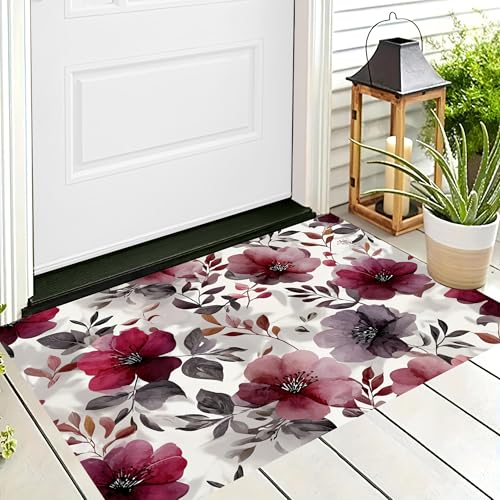 ALTCIRNMD Badteppich rutschfeste,3D-Muster Fußmatte Graurot Blumen Und Grüne Blätter,Badezimmer Deko,Aquarellpflanzen Badematte Rutschfester Badezimmerteppich Absorbierender Dekorative,60X90Cm ALTCIRNMD Badteppich rutschfeste,3D-Muster Fußmatte Graurot Blumen Und Grüne Blätter,Badezimmer Deko,Aquarellpflanzen Badematte Rutschfester Badezimmerteppich Absorbierender Dekorative,60X90Cm von ALTCIRNMD