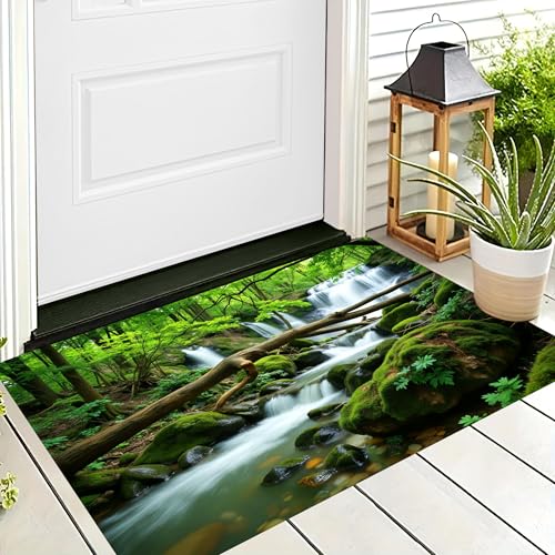 ALTCIRNMD Badteppich rutschfeste,3D-Muster Fußmatte Grün Waldwasserfall,Badezimmer Deko,Ursprüngliche Landschaft Badematte Rutschfester Badezimmerteppich Absorbierender Dekorative,90X150Cm ALTCIRNMD Badteppich rutschfeste,3D-Muster Fußmatte Grün Waldwasserfall,Badezimmer Deko,Ursprüngliche Landschaft Badematte Rutschfester Badezimmerteppich Absorbierender Dekorative,90X150Cm von ALTCIRNMD