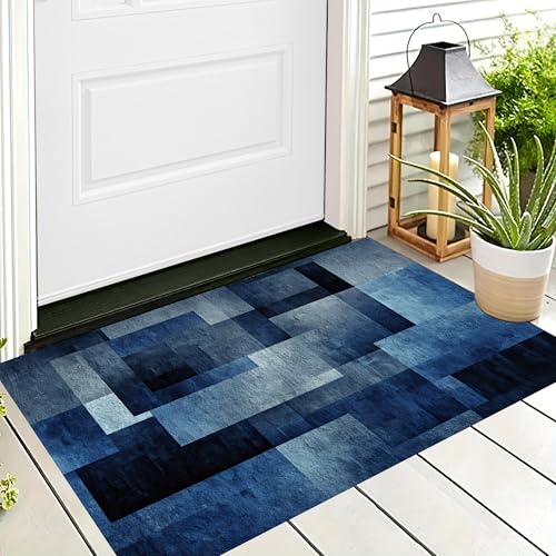 ALTCIRNMD Badteppich rutschfeste,3D-Muster Fußmatte Indigo Blockgeometrie,Badezimmer Deko,Minimalismus Badematte Rutschfester Badezimmerteppich Absorbierender Dekorative,90X150Cm ALTCIRNMD Badteppich rutschfeste,3D-Muster Fußmatte Indigo Blockgeometrie,Badezimmer Deko,Minimalismus Badematte Rutschfester Badezimmerteppich Absorbierender Dekorative,90X150Cm von ALTCIRNMD