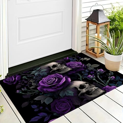 ALTCIRNMD Badteppich rutschfeste,3D-Muster Fußmatte Lila Totenkopfrose,Badezimmer Deko,Gotische Pflanzen Badematte Rutschfester Badezimmerteppich Absorbierender Dekorative,90X150Cm ALTCIRNMD Badteppich rutschfeste,3D-Muster Fußmatte Lila Totenkopfrose,Badezimmer Deko,Gotische Pflanzen Badematte Rutschfester Badezimmerteppich Absorbierender Dekorative,90X150Cm von ALTCIRNMD