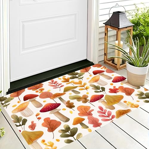 ALTCIRNMD Badteppich rutschfeste,3D-Muster Fußmatte Orange-Rot Pilzblätter,Badezimmer Deko,Aquarellpflanzen Badematte Rutschfester Badezimmerteppich Absorbierender Dekorative,50X80Cm ALTCIRNMD Badteppich rutschfeste,3D-Muster Fußmatte Orange-Rot Pilzblätter,Badezimmer Deko,Aquarellpflanzen Badematte Rutschfester Badezimmerteppich Absorbierender Dekorative,50X80Cm von ALTCIRNMD