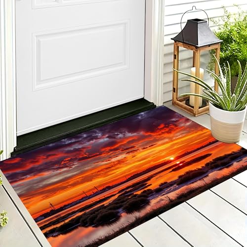 ALTCIRNMD Badteppich rutschfeste,3D-Muster Fußmatte Orange-Rot Sonnenuntergangsfluss,Badezimmer Deko,Fantasielandschaft Badematte Rutschfester Badezimmerteppich Absorbierender Dekorative,80X120Cm ALTCIRNMD Badteppich rutschfeste,3D-Muster Fußmatte Orange-Rot Sonnenuntergangsfluss,Badezimmer Deko,Fantasielandschaft Badematte Rutschfester Badezimmerteppich Absorbierender Dekorative,80X120Cm von ALTCIRNMD