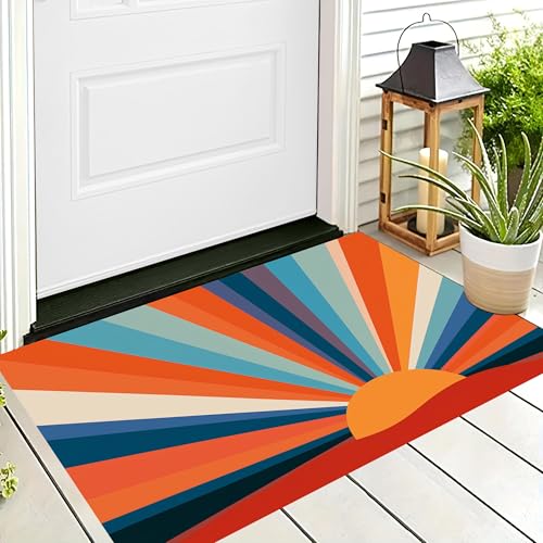 ALTCIRNMD Badteppich rutschfeste,3D-Muster Fußmatte Orangeblau Sonnenstreifen,Badezimmer Deko,Retro-Kunst Badematte Rutschfester Badezimmerteppich Absorbierender Dekorative,50X80Cm ALTCIRNMD Badteppich rutschfeste,3D-Muster Fußmatte Orangeblau Sonnenstreifen,Badezimmer Deko,Retro-Kunst Badematte Rutschfester Badezimmerteppich Absorbierender Dekorative,50X80Cm von ALTCIRNMD