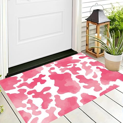 ALTCIRNMD Badteppich rutschfeste,3D-Muster Fußmatte Rosa Kuh Textur,Badezimmer Deko,Aquarellkunst Badematte Rutschfester Badezimmerteppich Absorbierender Dekorative,50X80Cm von ALTCIRNMD