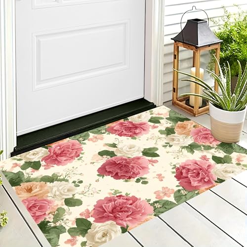 ALTCIRNMD Badteppich rutschfeste,3D-Muster Fußmatte Rosa Rosengrüne Blätter,Badezimmer Deko,Retro-Pflanzen Badematte Rutschfester Badezimmerteppich Absorbierender Dekorative,50X80Cm ALTCIRNMD Badteppich rutschfeste,3D-Muster Fußmatte Rosa Rosengrüne Blätter,Badezimmer Deko,Retro-Pflanzen Badematte Rutschfester Badezimmerteppich Absorbierender Dekorative,50X80Cm von ALTCIRNMD