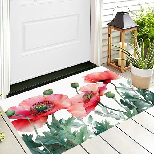 ALTCIRNMD Badteppich rutschfeste,3D-Muster Fußmatte Rot Grün Mohnblüten Und Grüne Blätter,Badezimmer Deko,Aquarellpflanzen Badematte Rutschfester Badezimmerteppich Absorbierender Dekorative,80X120Cm ALTCIRNMD Badteppich rutschfeste,3D-Muster Fußmatte Rot Grün Mohnblüten Und Grüne Blätter,Badezimmer Deko,Aquarellpflanzen Badematte Rutschfester Badezimmerteppich Absorbierender Dekorative,80X120Cm von ALTCIRNMD