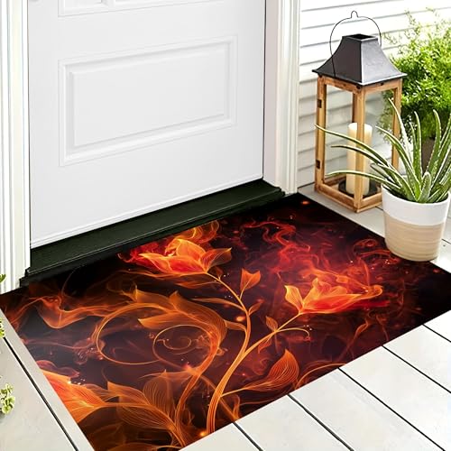 ALTCIRNMD Badteppich rutschfeste,3D-Muster Fußmatte Rot Orange Flammenrose,Badezimmer Deko,Fantasiepflanzen Badematte Rutschfester Badezimmerteppich Absorbierender Dekorative,70X100Cm ALTCIRNMD Badteppich rutschfeste,3D-Muster Fußmatte Rot Orange Flammenrose,Badezimmer Deko,Fantasiepflanzen Badematte Rutschfester Badezimmerteppich Absorbierender Dekorative,70X100Cm von ALTCIRNMD