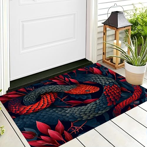 ALTCIRNMD Badteppich rutschfeste,3D-Muster Fußmatte Rot Schwarz Blumenschlange,Badezimmer Deko,Tintentiere Badematte Rutschfester Badezimmerteppich Absorbierender Dekorative,70X100Cm ALTCIRNMD Badteppich rutschfeste,3D-Muster Fußmatte Rot Schwarz Blumenschlange,Badezimmer Deko,Tintentiere Badematte Rutschfester Badezimmerteppich Absorbierender Dekorative,70X100Cm von ALTCIRNMD