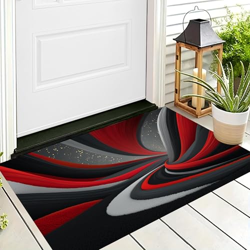 ALTCIRNMD Badteppich rutschfeste,3D-Muster Fußmatte Rot Schwarz Einfache Streifen,Badezimmer Deko,Abstrakte Kunst Badematte Rutschfester Badezimmerteppich Absorbierender Dekorative,40X60Cm ALTCIRNMD Badteppich rutschfeste,3D-Muster Fußmatte Rot Schwarz Einfache Streifen,Badezimmer Deko,Abstrakte Kunst Badematte Rutschfester Badezimmerteppich Absorbierender Dekorative,40X60Cm von ALTCIRNMD