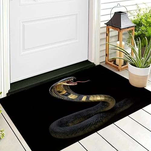 ALTCIRNMD Badteppich rutschfeste,3D-Muster Fußmatte Schwarz Königskobra,Badezimmer Deko,Angreifende Tiere Badematte Rutschfester Badezimmerteppich Absorbierender Dekorative,60X90Cm ALTCIRNMD Badteppich rutschfeste,3D-Muster Fußmatte Schwarz Königskobra,Badezimmer Deko,Angreifende Tiere Badematte Rutschfester Badezimmerteppich Absorbierender Dekorative,60X90Cm von ALTCIRNMD