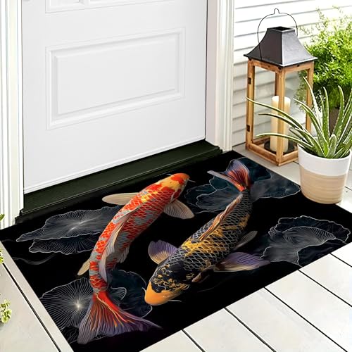 ALTCIRNMD Badteppich rutschfeste,3D-Muster Fußmatte Schwarz Rot Schwimmende Koi,Badezimmer Deko,Schöne Kreaturen Badematte Rutschfester Badezimmerteppich Absorbierender Dekorative,50X80Cm ALTCIRNMD Badteppich rutschfeste,3D-Muster Fußmatte Schwarz Rot Schwimmende Koi,Badezimmer Deko,Schöne Kreaturen Badematte Rutschfester Badezimmerteppich Absorbierender Dekorative,50X80Cm von ALTCIRNMD