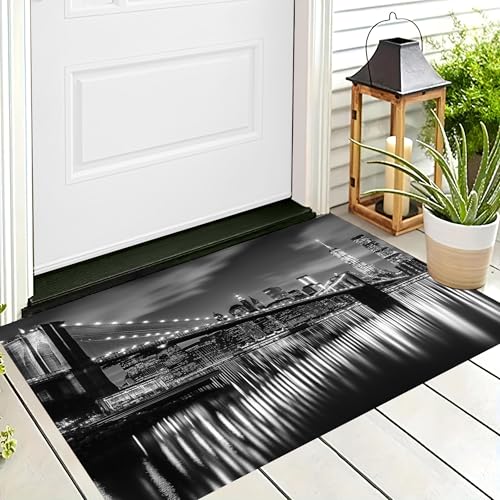 ALTCIRNMD Badteppich rutschfeste,3D-Muster Fußmatte Schwarz Weiß Brücke Bei Nacht,Badezimmer Deko,New Yorker Architektur Badematte Rutschfester Badezimmerteppich Absorbierender Dekorative,60X90Cm ALTCIRNMD Badteppich rutschfeste,3D-Muster Fußmatte Schwarz Weiß Brücke Bei Nacht,Badezimmer Deko,New Yorker Architektur Badematte Rutschfester Badezimmerteppich Absorbierender Dekorative,60X90Cm von ALTCIRNMD