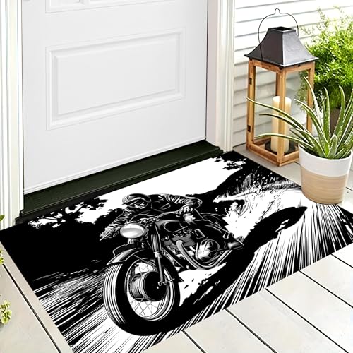 ALTCIRNMD Badteppich rutschfeste,3D-Muster Fußmatte Schwarz Weiß Linie Motorrad,Badezimmer Deko,Retro-Charaktere Badematte Rutschfester Badezimmerteppich Absorbierender Dekorative,80X120Cm ALTCIRNMD Badteppich rutschfeste,3D-Muster Fußmatte Schwarz Weiß Linie Motorrad,Badezimmer Deko,Retro-Charaktere Badematte Rutschfester Badezimmerteppich Absorbierender Dekorative,80X120Cm von ALTCIRNMD