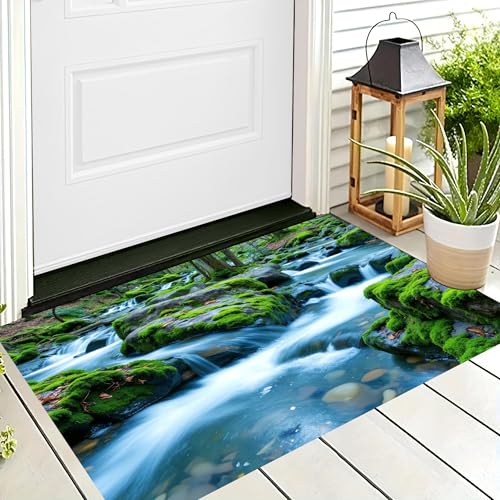 ALTCIRNMD Badteppich rutschfeste,3D-Muster Fußmatte Weiß Grün Felsiger Fluss,Badezimmer Deko,Natürliche Landschaft Badematte Rutschfester Badezimmerteppich Absorbierender Dekorative,60X90Cm ALTCIRNMD Badteppich rutschfeste,3D-Muster Fußmatte Weiß Grün Felsiger Fluss,Badezimmer Deko,Natürliche Landschaft Badematte Rutschfester Badezimmerteppich Absorbierender Dekorative,60X90Cm von ALTCIRNMD